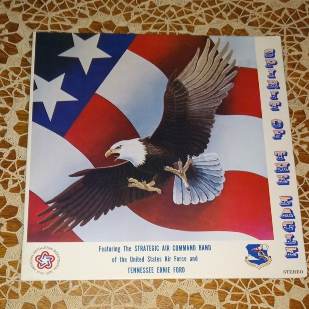 Patriotic Vinyl Record with Eagle Design